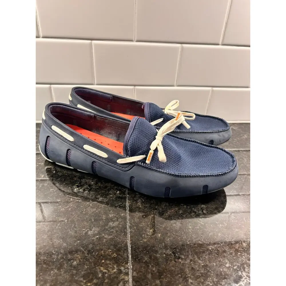 Swims Men's Braided Lace Up‎ Slip on Boat Shoes Loafers Blue
